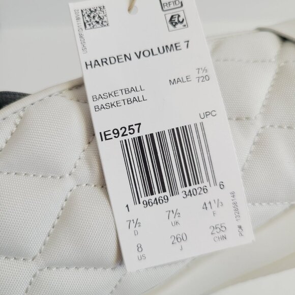 NEW Adidas Harden Vol 7 Basketball Shoes IE9257 Size 8 Gray Chalk White